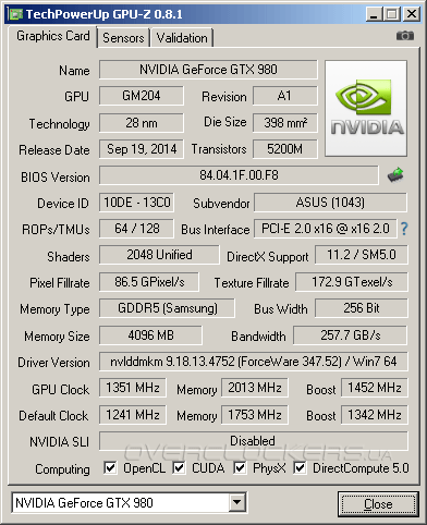 ASUS MATRIX-GTX980-P-4GD5