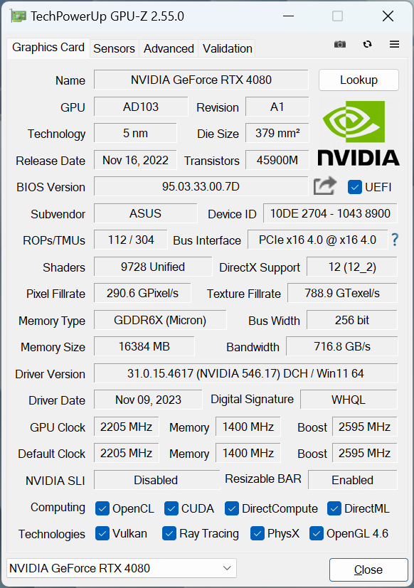 ASUS PROART-RTX4080-O16G