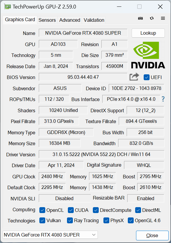 ASUS PROART-RTX4080S-O16G