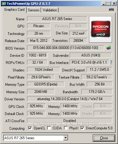 Видеокарта ASUS R7265-DC2-2GD5