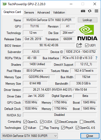 ASUS ROG-STRIX-GTX1660S-O6G-GAMING