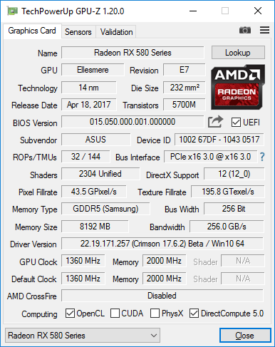 ASUS ROG-STRIX-RX580-O8G-GAMING