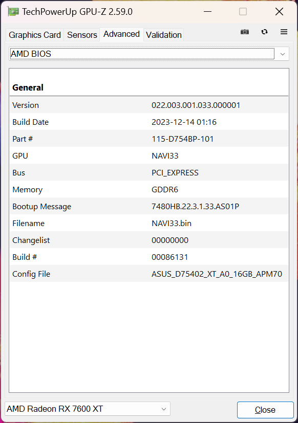 ASUS TUF-RX7600XT-O16G-GAMING