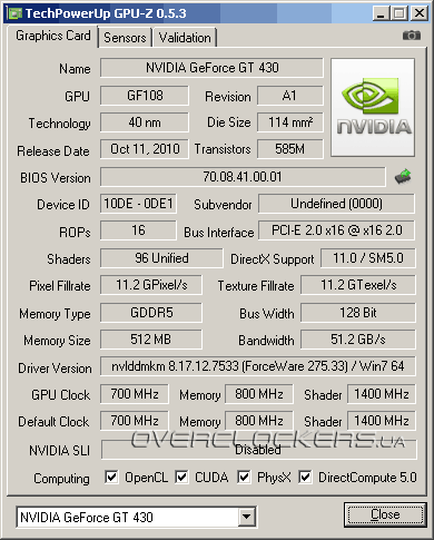 Palit GeForce GT 430 GDDR5