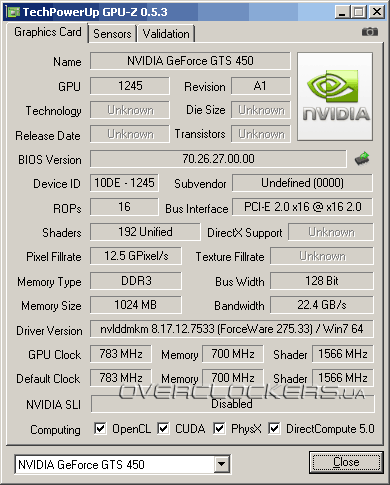 Palit GeForce GTS 450 1024MB DDR3