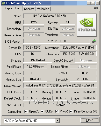 Zotac GeForce GTS 450 (ZT-40506-10L)