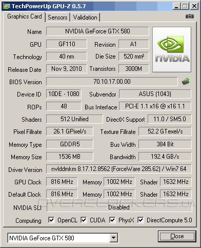 ASUS Matrix GTX580 P/2DIS/1536MD5