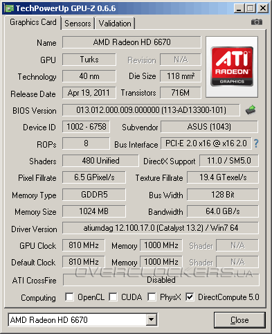 ASUS EAH6670/DIS/1GD5