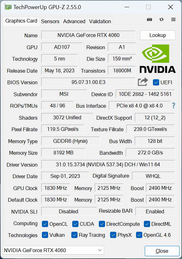 MSI GeForce 4060 Ventus 2X Black 8G OC та Intel Ark A750