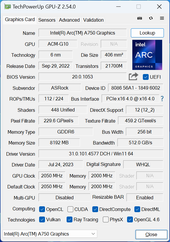 MSI GeForce 4060 Ventus 2X Black 8G OC та Intel Ark A750