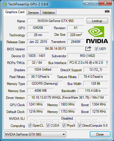 MSI GTX 960 Gaming 4G