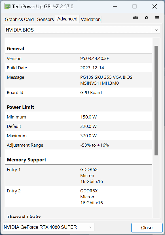 MSI GeForce RTX 4080 Super 16G Expert