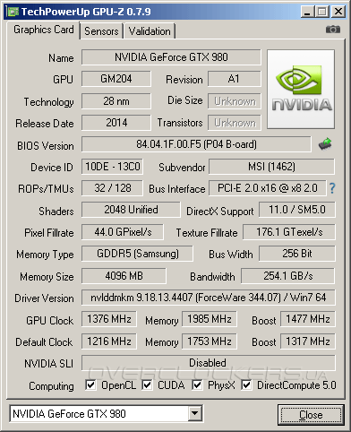 MSI GTX 980 Gaming 4G MSI GTX 980 Gaming 4G