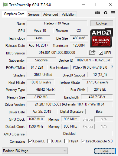 Sapphire Nitro+ Radeon RX Vega 56